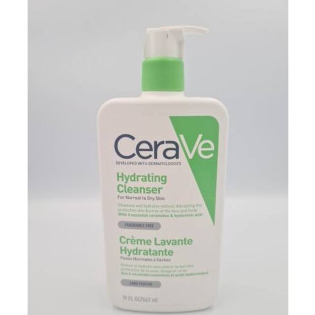 CeraVe Hydrating Cleanser, Face & Body, With 3 essential ceramides & hyaluronic acid, Fragrance & soap free, For normal to dry skin, 562 ml/19 fl oz