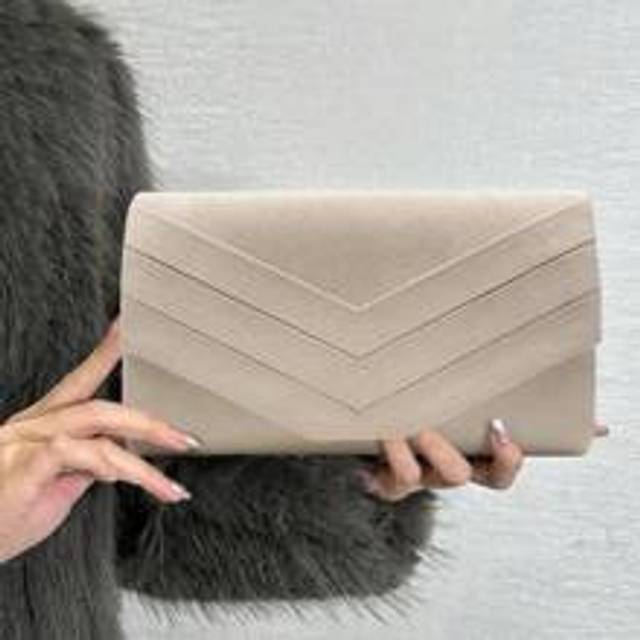 Beige Lady Plysch Kväll Clutch Handväska Clutch För Kvinnor Med Kedje Strap - Aprikos