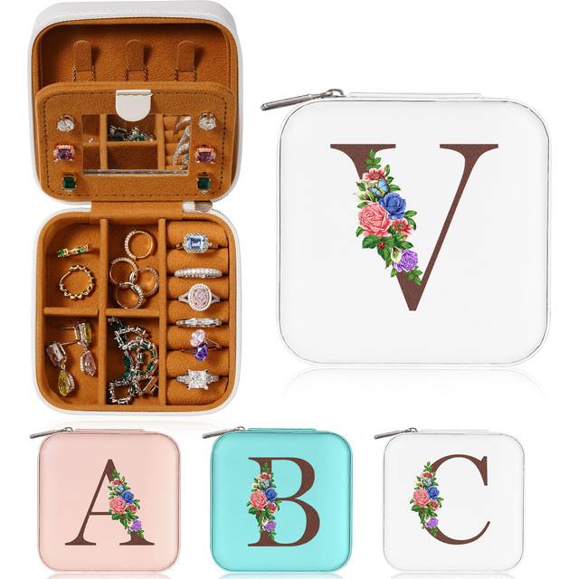 Yesteel Travel Jewelry Case Jewelry Box - Small Personalized Initial Jewelry Box Jewelry Organizer Travel Accessories Jewelry Case Travel Essentials f