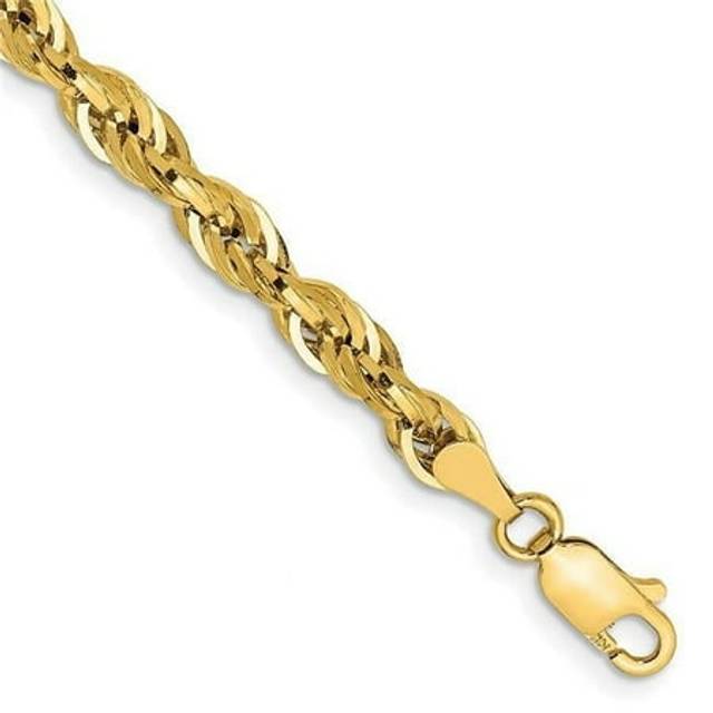 10K Yellow Gold 4.25 mm Semi-Solid Rope Chain 7 in. Bracelet