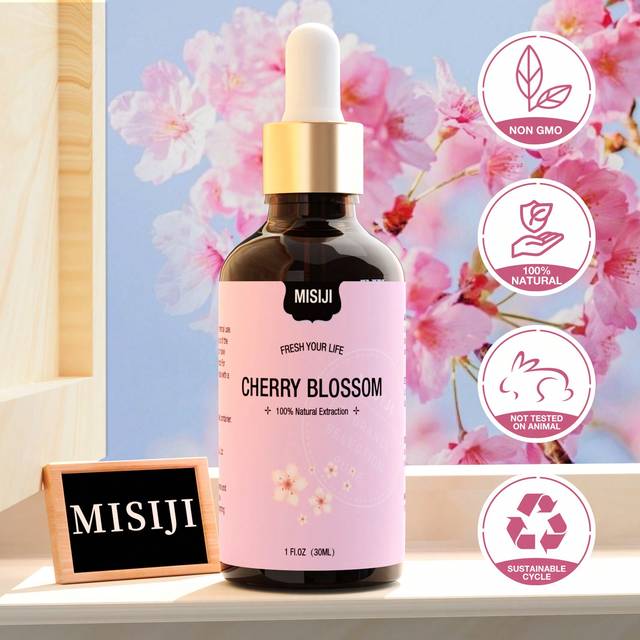 SHEIN Cherry Blossom Essential Oil / Cherry Blossom Plant Extract Essential Oil / Steam Distillation / 30ML With Dropper / Suitable For Aromatherapy Machine