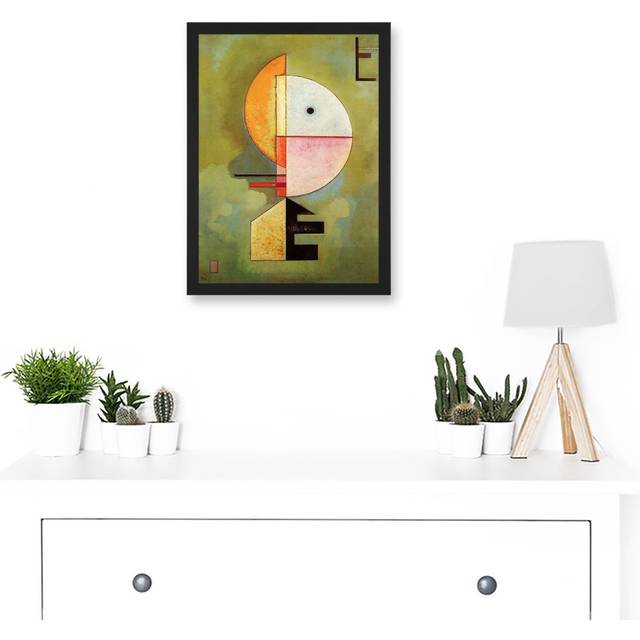 Wassily Kandinsky Upward Old Master Abstract Painting Artwork Framed Wall Art Print A4 - Green;Pink;Orange (32.3cm H X 23.4cm W)