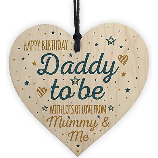 Happy birthday daddy to be from bump wood heart dad father funny card baby gift