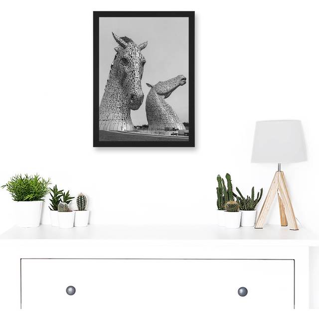 Fines Kelpies Horse Sculptures Falkirk Scotland - Picture Frame Rectangle Print (32.3cm H x 23.4cm W x 1.5cm D)