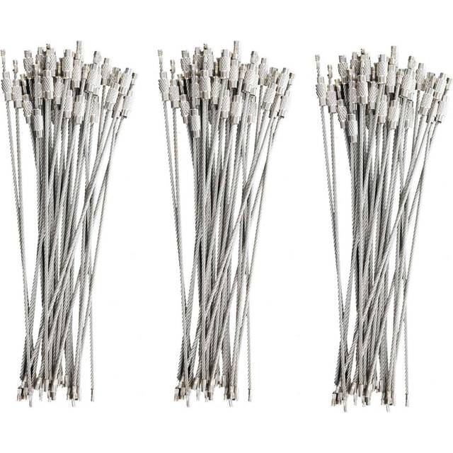 90Pcs Stainless Steel Screw Locking Wire Keychain Cable Key Rings Outdoor Accessory