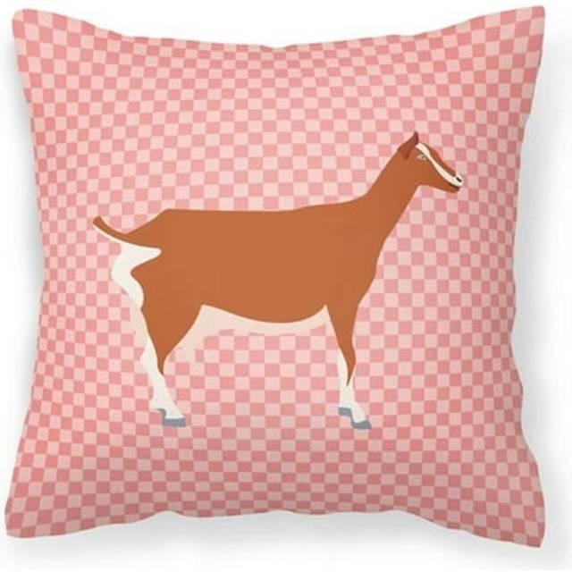Caroline's Treasures BB7881PW1818 Toggenburger Goat Pink Check Outdoor Canvas Fabric Decorative Pillow  Multicolor