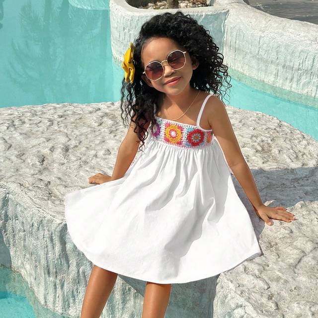 SHEIN SLAYR KIDS Young Girls Casual Comfortable Woven Spaghetti Strap Dress