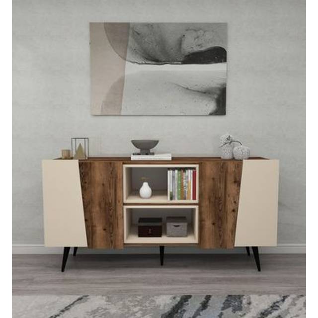 Sideboard with Cabinets Curve - Beige - Light Walnut