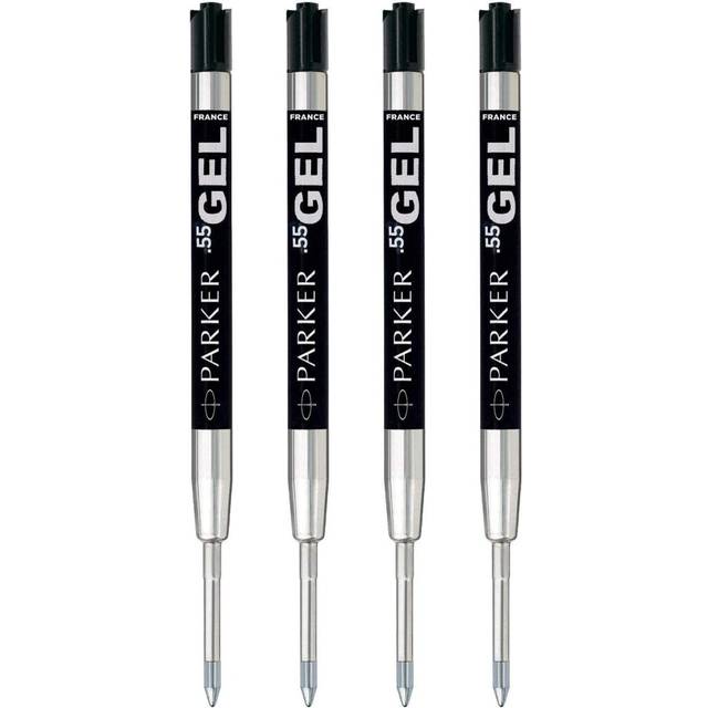Quink Gel Metal Ballpoint Pen Refills - 0.5mm Fine Tip - Black Gel Ink - Pack of 4