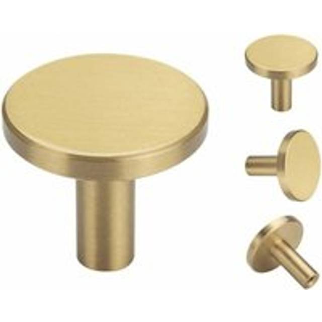 AlwaysH Set of 4, Brushed Brass Wall Hooks, 32mm x 35mm, Gold Coat Towel Hooks for Bathroom, Coat Racks, Towel Hangers (Round)