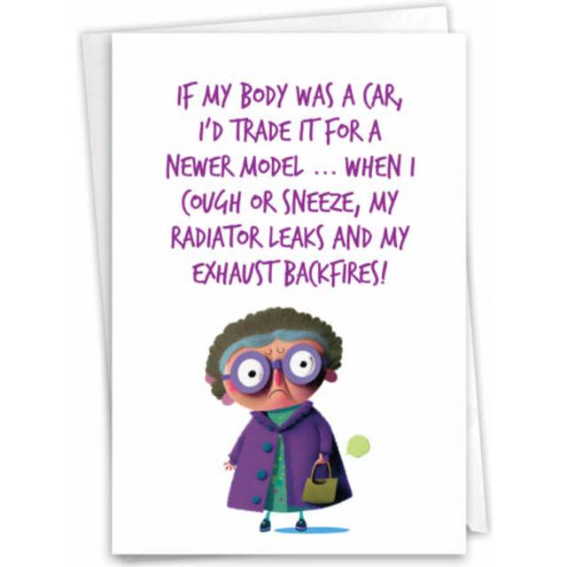 NobleWorks Humorous Birthday Greeting Card with 5 x 7 Inch Envelope (1 Card) Bday Car Body C10071BDG