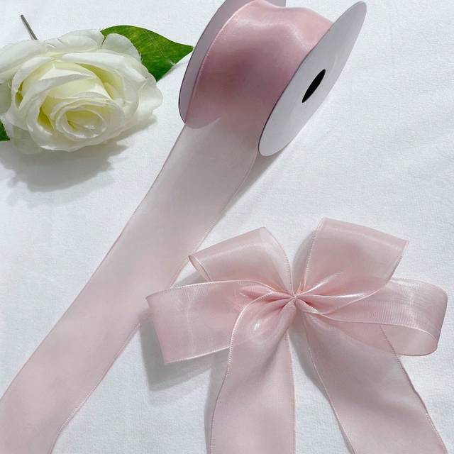 SHEIN 3.8cm Lily Shiny Satin Ribbon Bow, 10 Yards/Roll Flower Gift Wrapping Ribbon Valentine Day