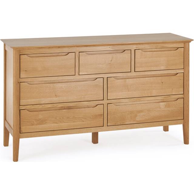 Natural Solid Oak Chest of Drawers - 7 Drawer Chest - Copenhagen Range - Oak Furnitureland