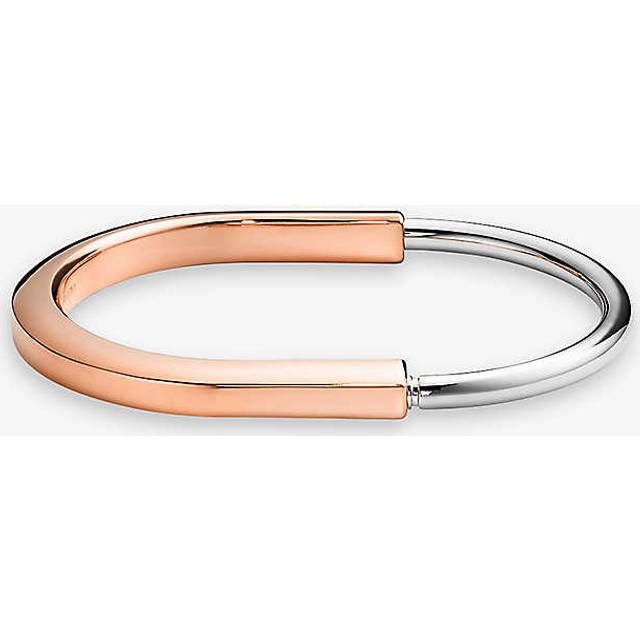 Tiffany & Co Womens Rose Gold Lock 18ct and White-gold Bangle Bracelet S - ROSE GOLD