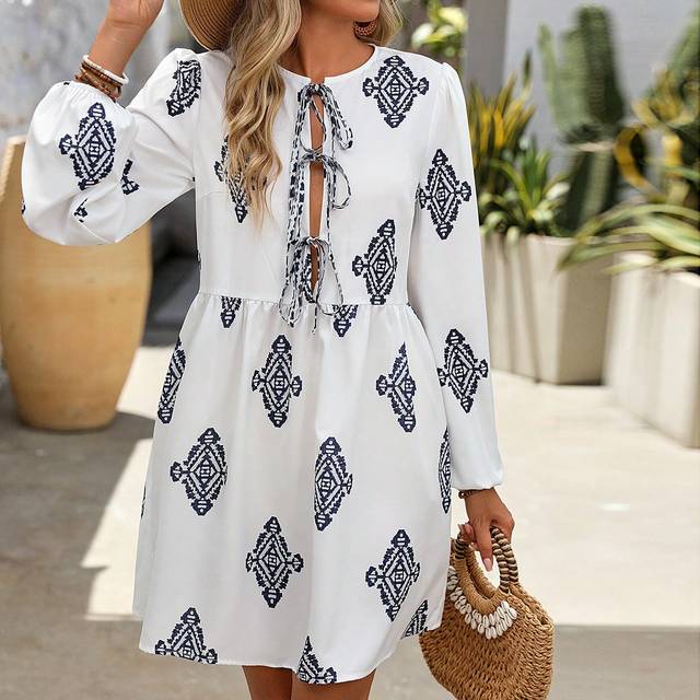 Franclia Women White Dress: Elegant Tie-Up Cardigan Dress