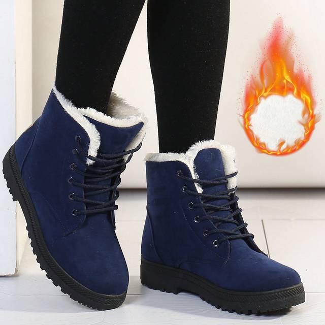 SHEIN Women&#39;s Lightweight Snow Boots Size 35-44, Short Boots Warm Non-Slip Round Toe Plus Size Lightweight Boots, High-Top Flat Heel Casual Middle-Aged Boot