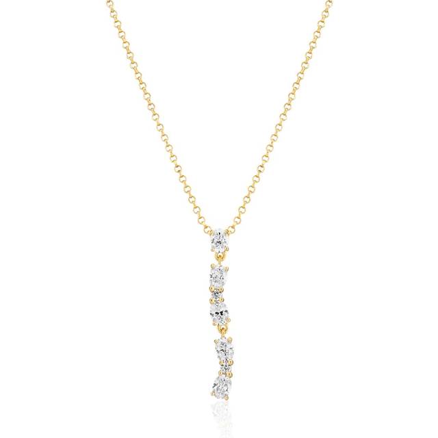 Ellerra Ovale Lungo Necklace - Förgyllt-Silver Sterling 925 (40-45 cm)