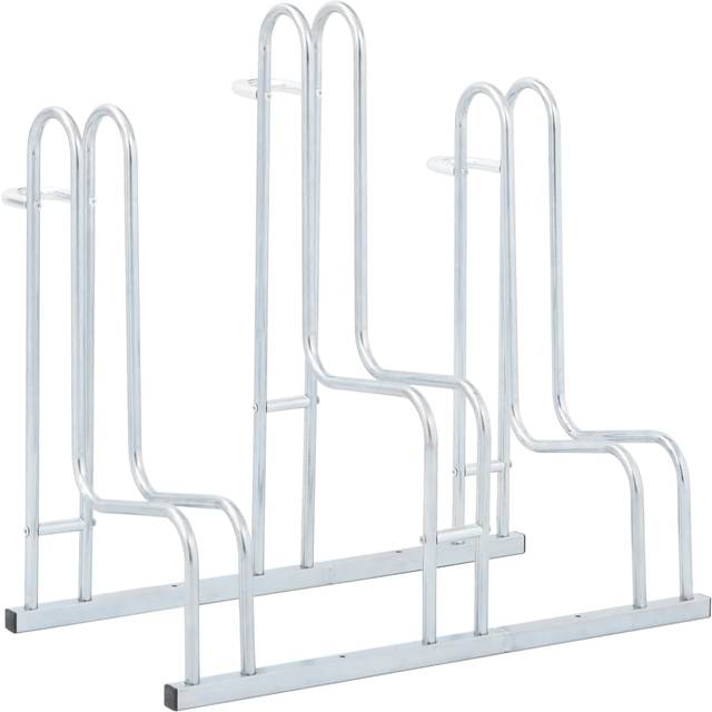 vidaXL Bicycle Stand for 3 Bikes Floor Freestanding Galvanised Steel - Silver