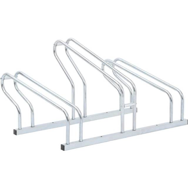 vidaXL Bicycle Stand for 3 Bikes Floor Freestanding Galvanised Steel - Silver