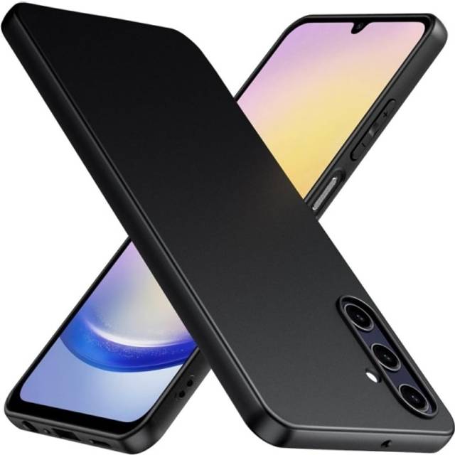 Samsung A55 5G Gummibelagd Mattsvart Silikon Skal Kameraskydd Liquid - Svart