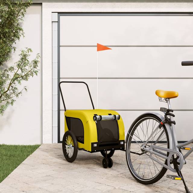 vidaXL Pet Bike Trailer Yellow and Black Oxford Fabric and Iron