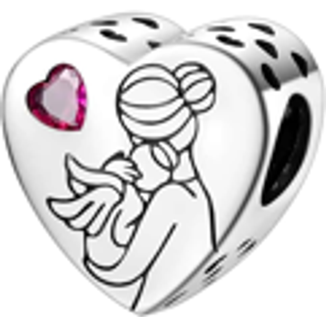SHEIN Silver Plated Charm Mother Embrace Love Diamond Beads Charm Pendant Ball Suitable For Bracelets DIY Women&#39;s Jewelry