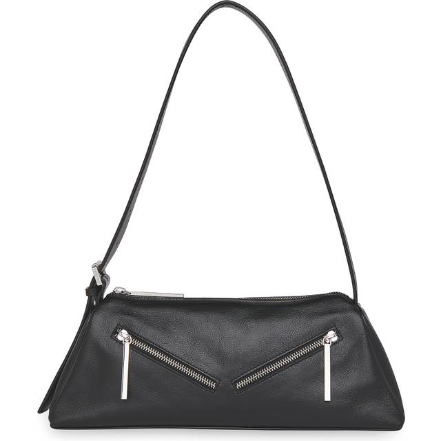 Whistles Seva Triple Zip Leather Shoulder Bag, Black