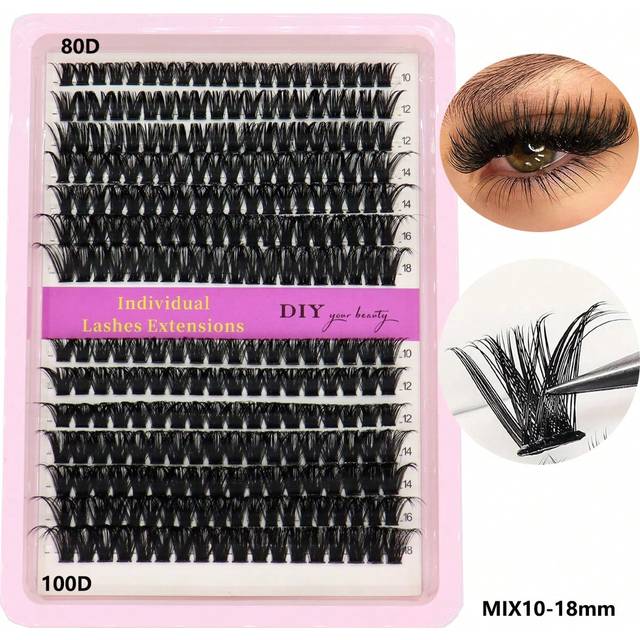 SHEIN 14 Bundles Clustered Sparse False Eyelashes In Black Matte Finish, Mixed Lengths Of 40D, 60D, 80D, 100D And Ranges From 10mm To 18mm, DIY Lash That Ca