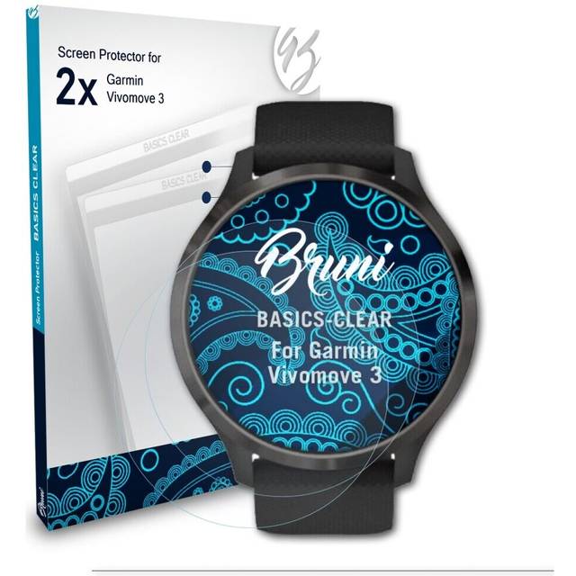 Bruni 2x Protective Film For Garmin Vivomove 3 Screen Protector