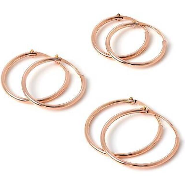 9ct rose gold light sleeper hoop earrings 10 12 13 mm sleepers hoops 375 set