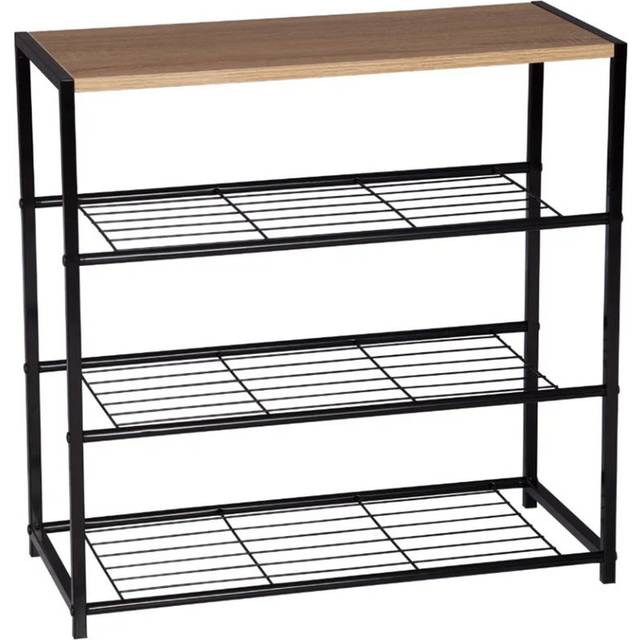 Shoe Rack Bench Shoe Storage Cabinet With Mdf And Metal Shelves - 63x30x63cm - Matte Black (0)