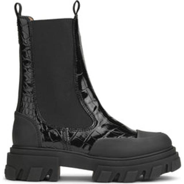 GANNI Black Cleated Mid Chelsea Boots - 099 Black - IT 38