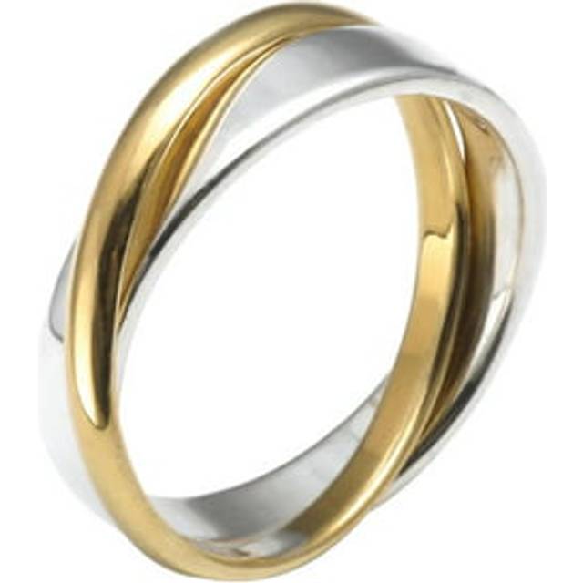 Yellow Gold Plated Sterling Silver Double Band Russian Wedding Ring | RingSize: UK (N 1/2) US (7) EU (14)