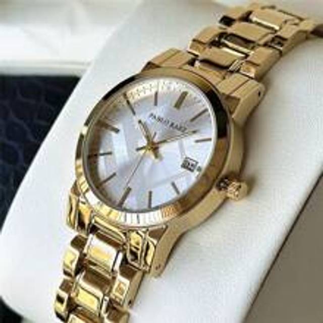 1st Damklocka 18K Guld Damklocka Lyxklänning Klocka Rostfritt stål IPG-fodral Elegant helt ny design Kvartsklocka Fantasifullt vitt ansikte med datum (En-Storlek)