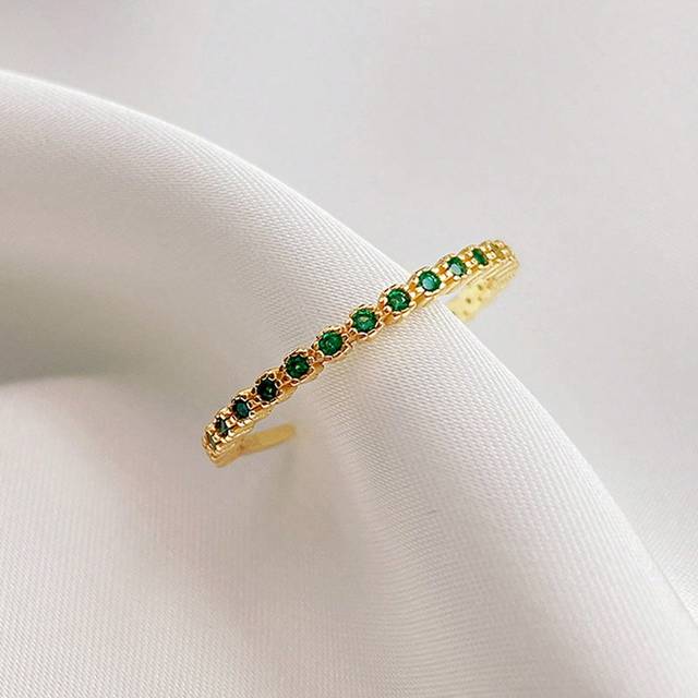 SHEIN 1pc Korean Style Fashionable Simple Delicate Granny Smith Green  Flower Edge Band Ring With Narrow Opening, Suitable For Index Finger