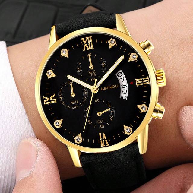 SHEIN Men&#39;s Watch 1pc Calendar Feature Stylish Round Dial Quartz Watch Pu Strap Suitable For Men Party,Holiday,Birthday Wear Or As Brother,The Best Gift For