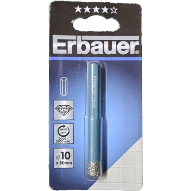 Erbauer hex shank diamond tile drill bit (dia) 10mm (l) 80mm