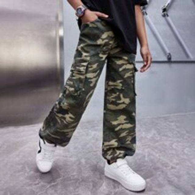 Tween Boy Bomull Casual Lösa raka ben Cargo-jeans med Camo-mönster, För vår och sommar Tween Boy-outfits - Multifärgad (8Y,9Y,10Y,11Y,12Y)