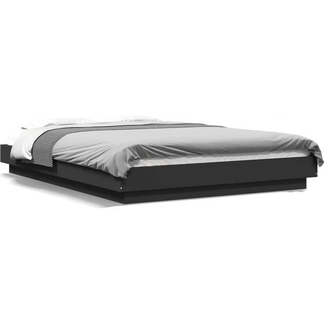 vidaXL Bed Frame with LED Lights without Mattress Black 135x190cm
