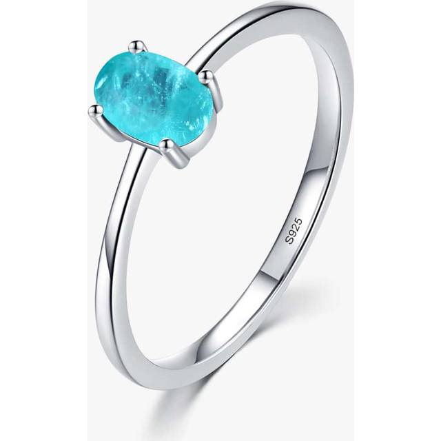 MODIAN 925 Sterling Silver Fashion Oval Finger Rings For Women Elegant Paraiba Tourmaline Engagement Wedding Statement Jewelry