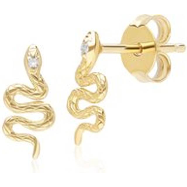 ECFEW Diamond Snake Wrap Stud Earrings in 9ct Yellow Gold