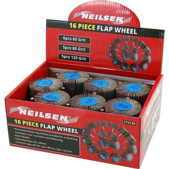 16 Piece Flap Wheel Grinding Sandpaper Wheel Disk (Genuine Neilsen CT3130)