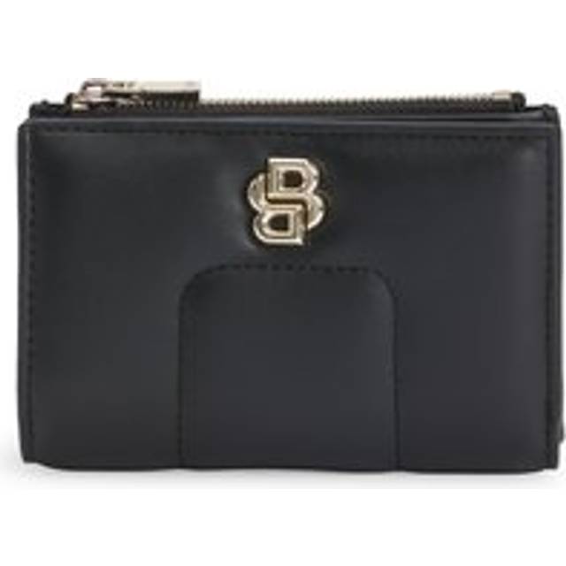 Quilted wallet with Double B monogram trim - Black