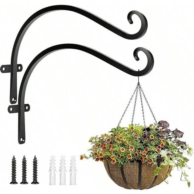 SHEIN 1-2pcs Outdoor Hanging Plant Holder Rack, For Bird Feeders, Wind Chimes, Lanterns, Heavy Duty Metal Wall Hook