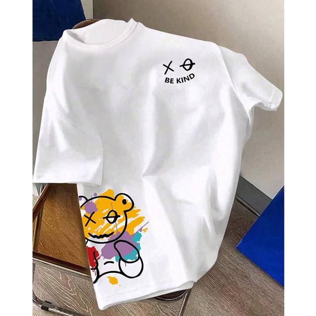 SHEIN Tween Boys Simple Graphic Print Casual Round Neck Short Sleeve T-Shirt, Summer
