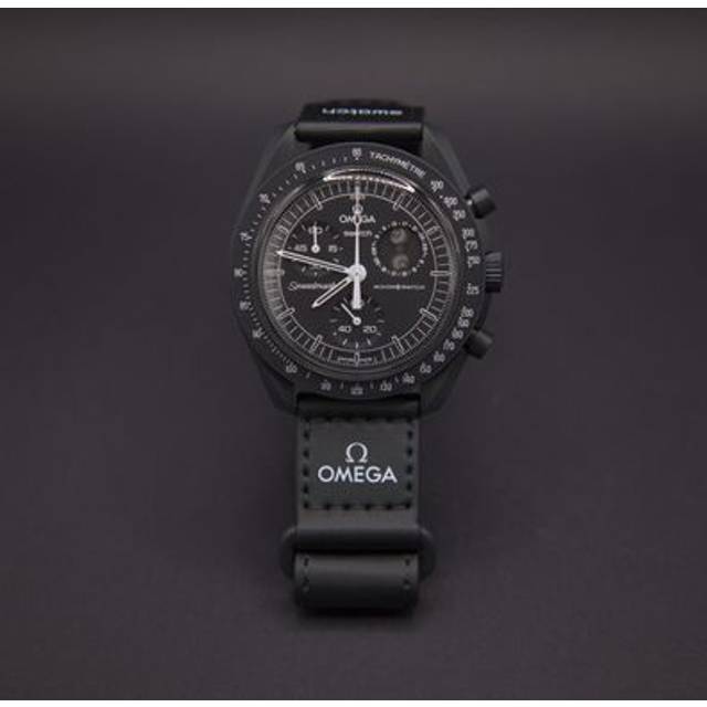 Swatch Moonswatch Omega x Mission to the Moonphase Snoopy Armbandsur, svart, Svart, rem