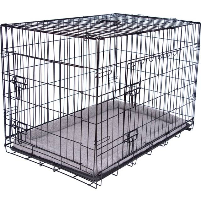 Pretty Pooch Dog Crate w/ Tray, Double Door (Large - 36''), Black