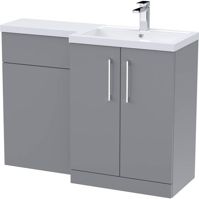Level Furniture Combination Vanity Basin and WC Unit Right Hand - 1100mm x 390mm - Satin Grey - Balterley