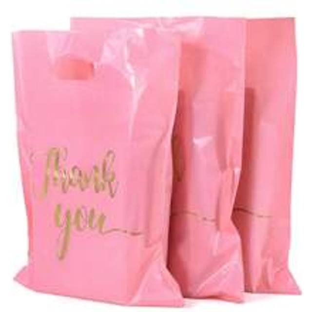 SHEIN 10pcs, Pink Thank You Gift Bags, Retail Shopping Bags, For Weddings, Birthdays, Christmas, New Year, Business Gifts, Holiday Party Gift Bag,Christmas