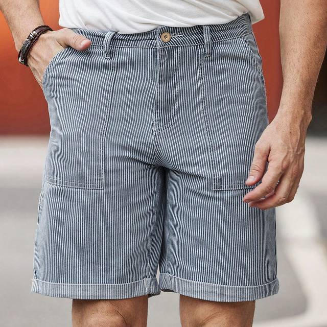 Manfinity Men Striped Print Denim Shorts